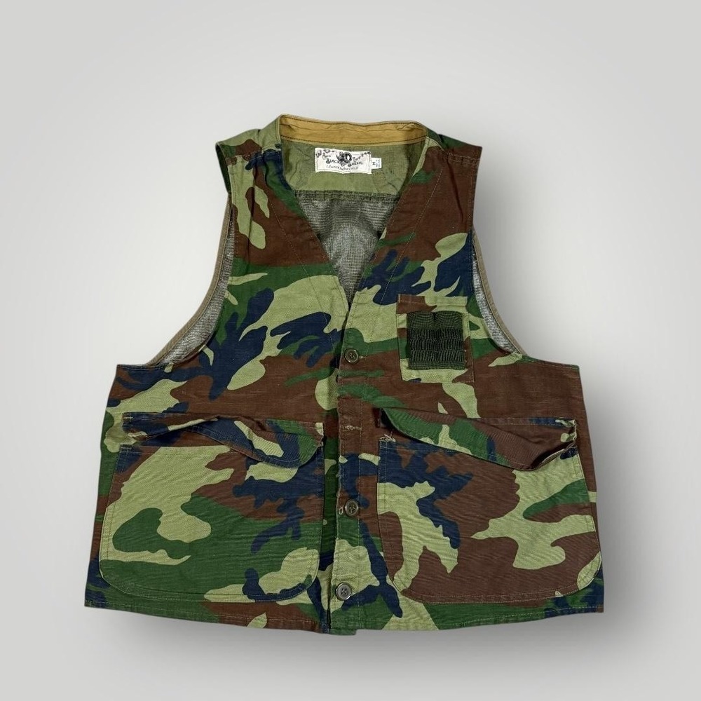 Vintage Black Sheep Vest Mens Medium Green Camo Mesh Hunting Outdoor Utility
